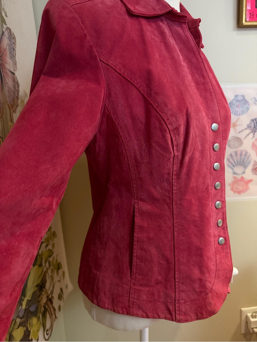 Raspberry Pink Suede Button-Front Jacket - Picture 7 of 12